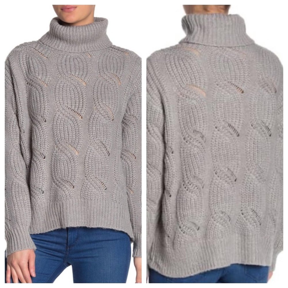 NEW RD Style Pointelle Braided Turtleneck Sweater Size XS